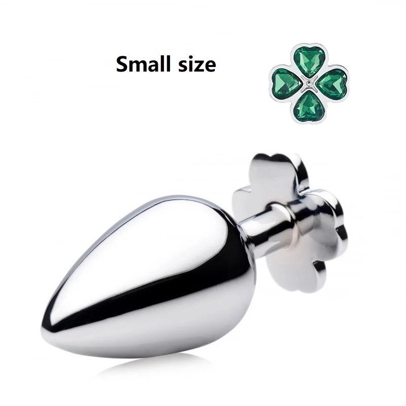 Nowy mały rozmiar czterolistna koniczyna metalowa analna zatyczka analna 12 kolorowych koralików jubilerskich kulki kegla silikonowe jaja seks zabawka dla mężczyzn i kobiet