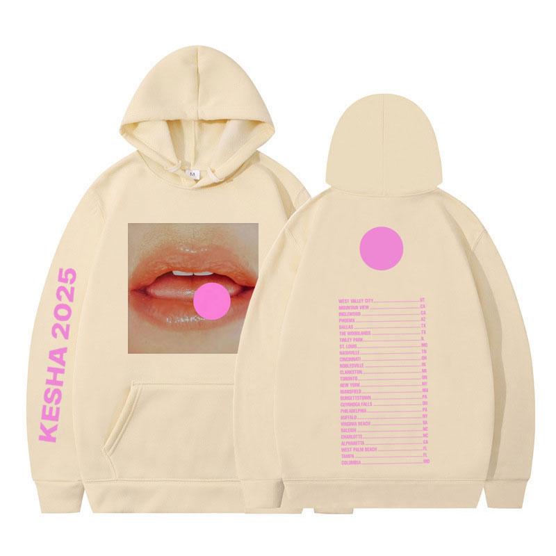 Tits Out Tour T-Shirt Kesha Sängerin Print Hoodie Herren Damen Ästhetischer Pullover Lässig Langärmlig Locker Lässig Übergroße Sportbekleidung