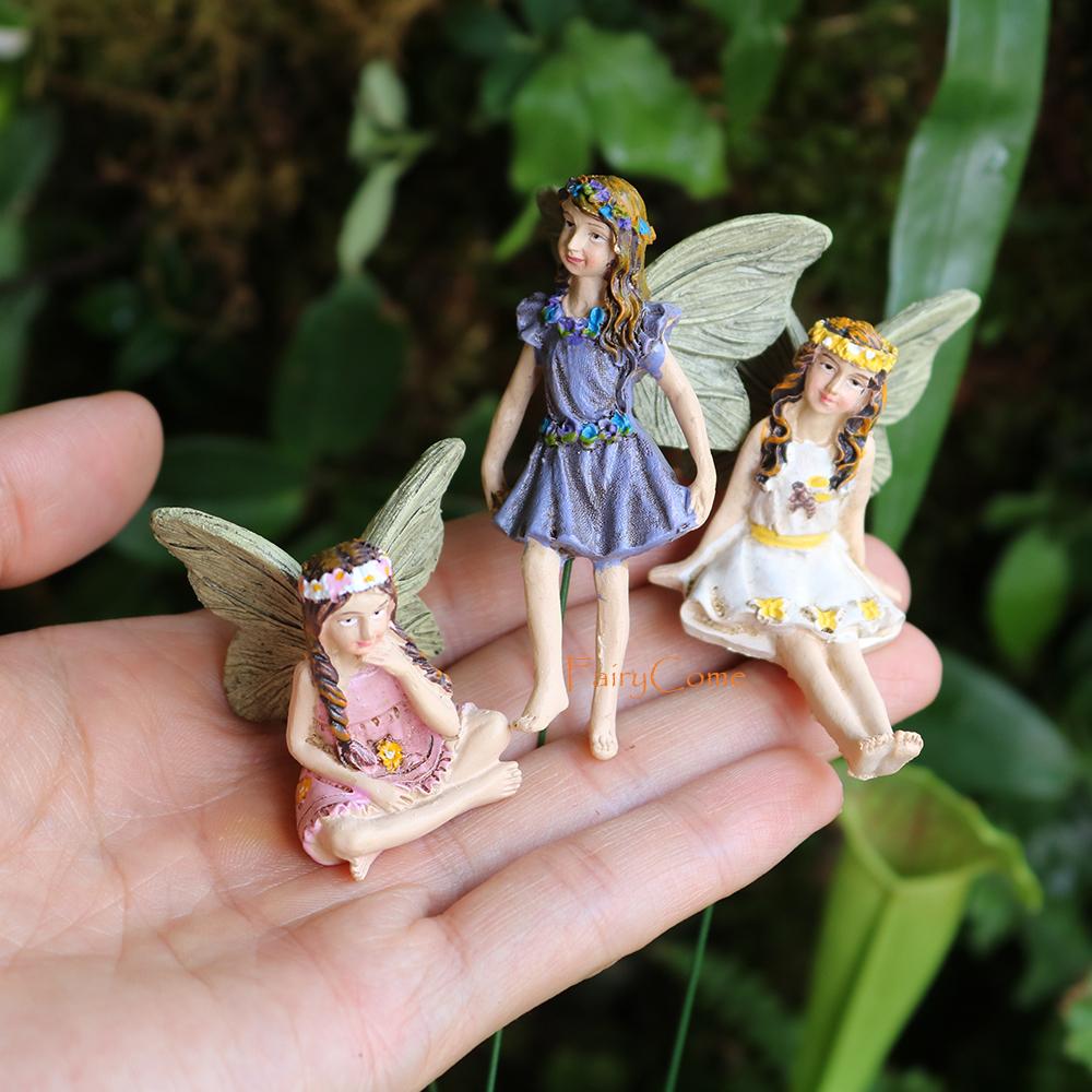 6pcs/lot Tinker Bell PVC Figure Dolls Garden Fairies Figurines Mini Fairy Statue Figure Fairy Garden Ornaments Decorations