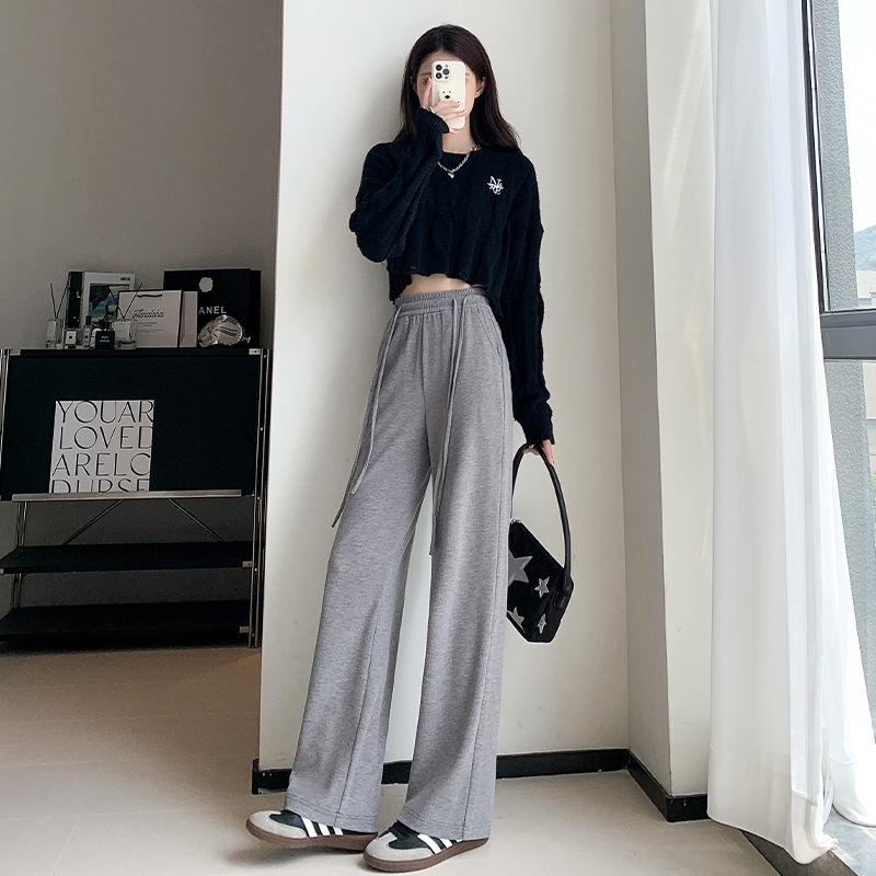 

Anti-cashmere wide-leg pants women s autumn and winter new high-waisted loose and thin casual straight mopping long pants XL