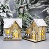 Illuminated Christmas Ornament Wood House Figurine Ornament Desktop Decorations for Holiday Decorations or Gift