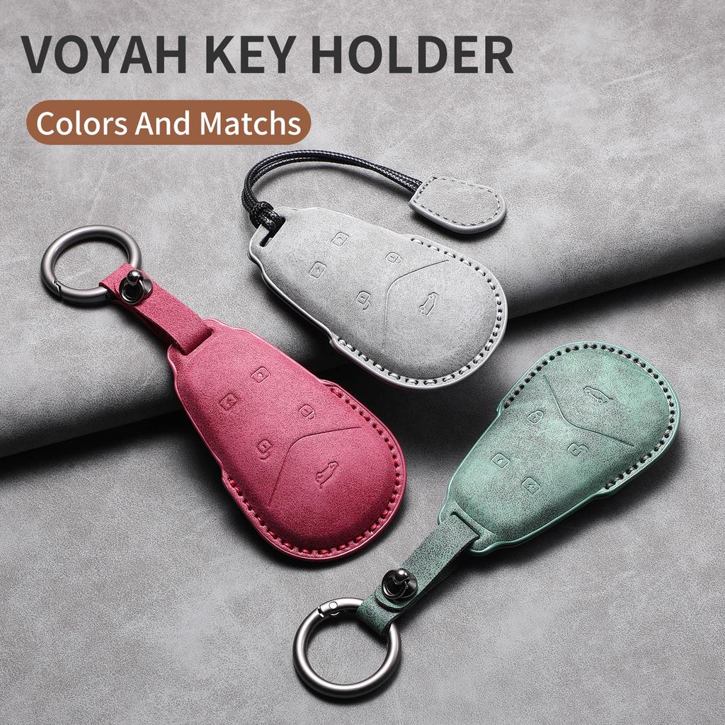 Auto Smart Key Fob Cover Case Sheepskin Genuine Leather Fit For Voyah Free+ Auto Key Fob Cover Housing Protective Cover Key Ring Case Mount Auto
