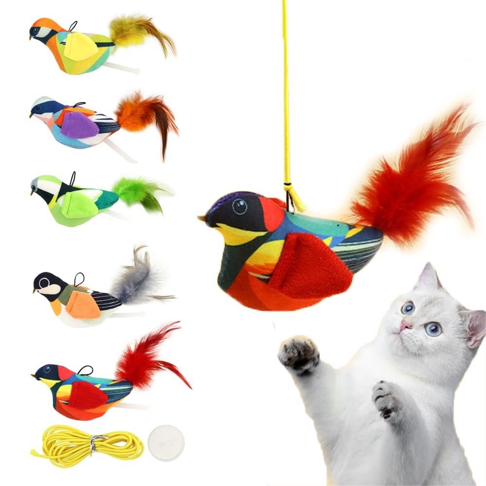 Vivid Chirping Interactive Bird Cat Toys Electronic Bird Fun Attract Cat Toy  for Indoor Cats