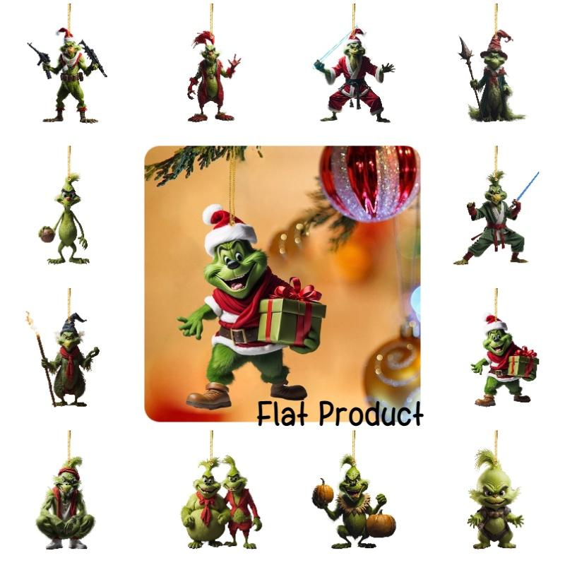 Fun Green Series Car Decor Christmas Tree Ornament For Home Acrylic Material