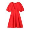 Fashion Style 2024 Summer New Arrival Women's Clothing V Neck Plaid Slim Looking Fluffy Sleeve Mini Dress 9878161