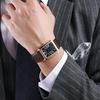 Herren Retro Quadratische Quarz Uhr, Römische Ziffern Lederarmband Armbanduhr für Business Casual