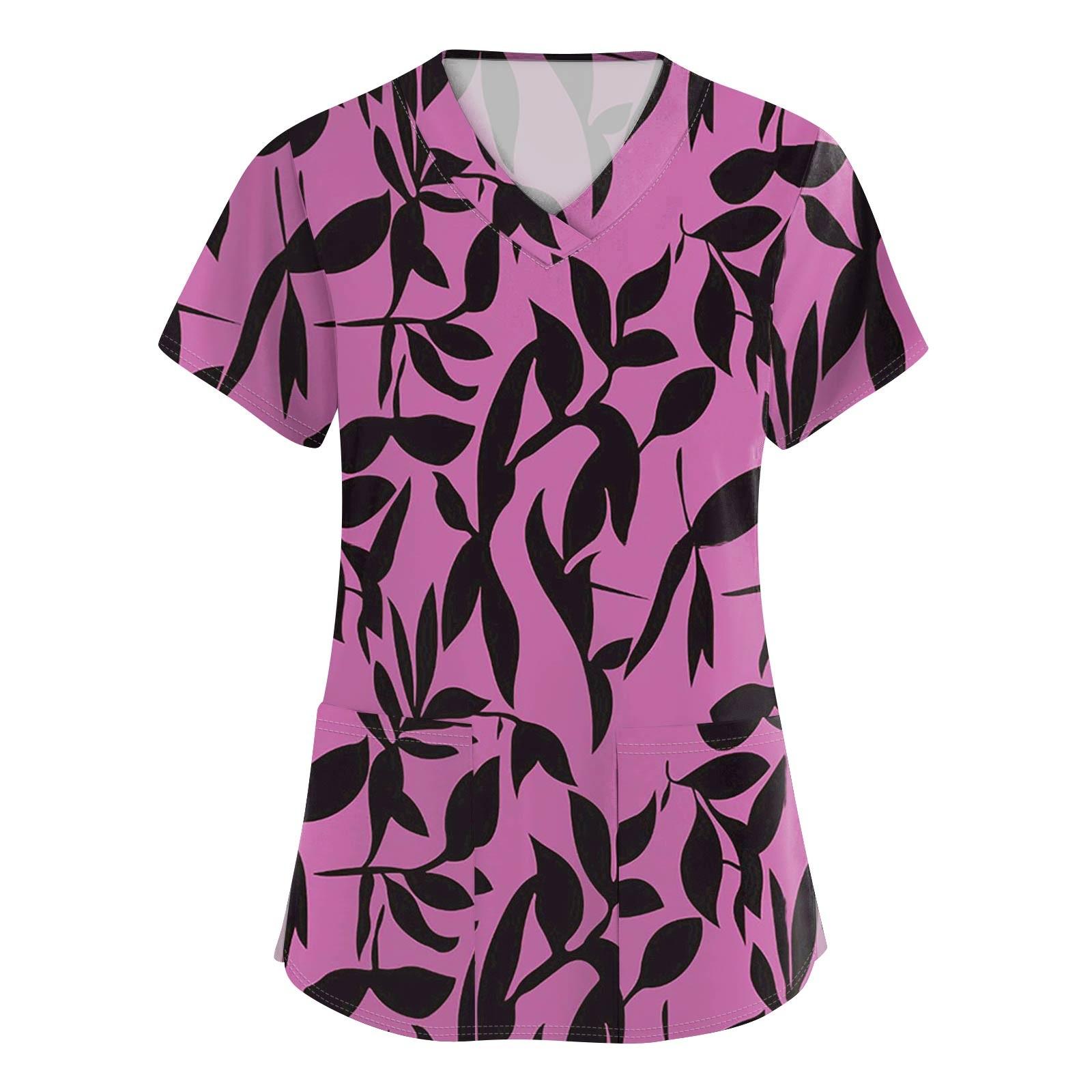 

Женская модная рабочая одежда с короткими рукавами с принтом и верхом с двойными карманами XXXXL