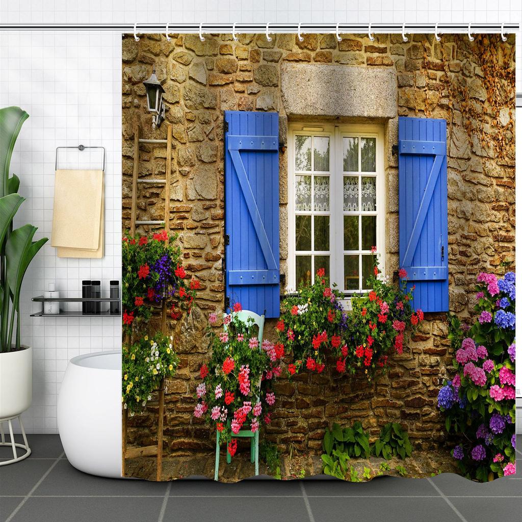 Duschvorhang Wasserdicht Und Schimmelresistent Digitaldruck Ländliche Landschaft Duschvorhang Badezimmer Duschstoff Trennvorhang Stanzfrei