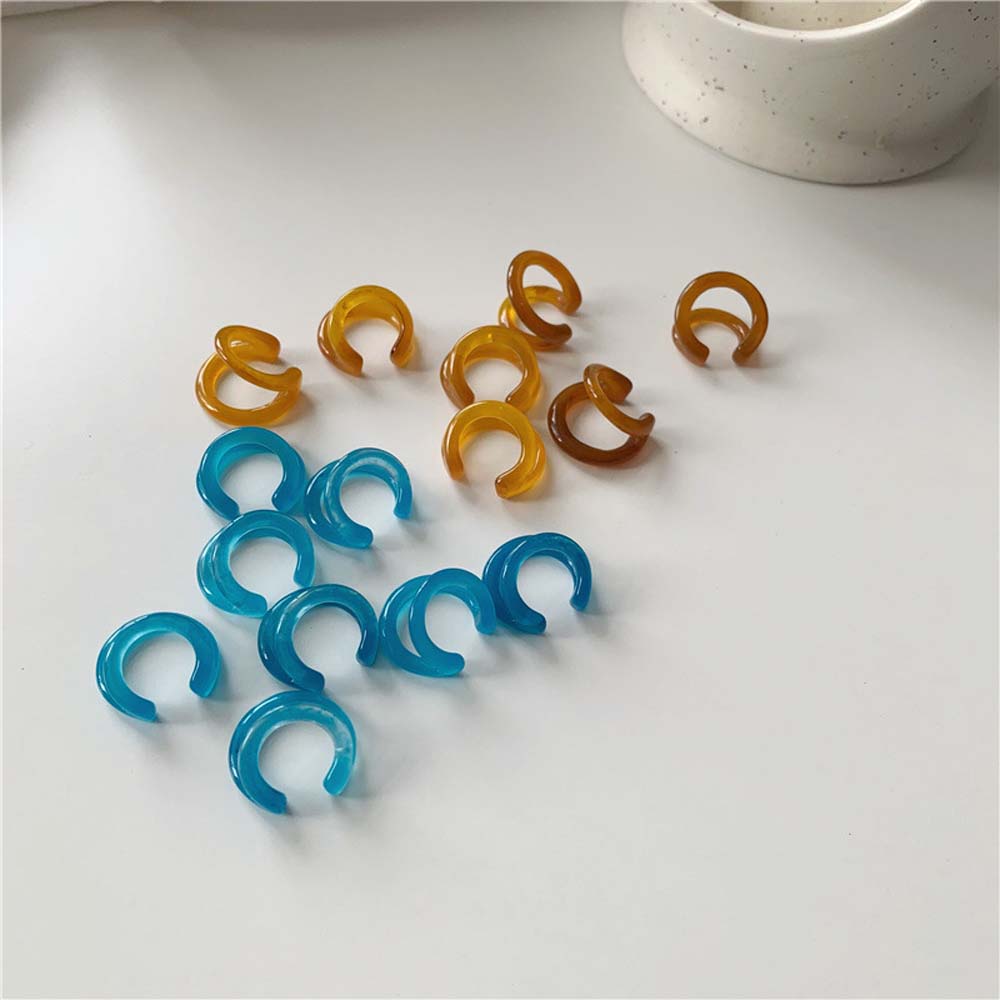 

Girls Cute Resin Double Circle Women Acrylic Clip Earrings Ear Bone Clip Fashion Jewelry Ear Cuffs жёлтый