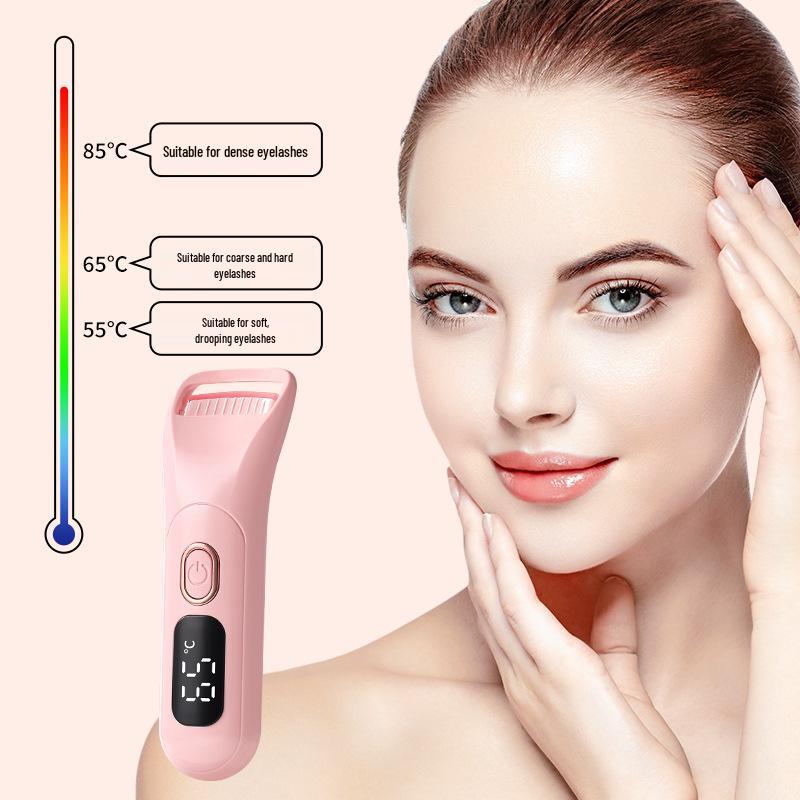 Electric Dual-Temperature Eyelash Curler with Digital Display - Long-Lasting Heat and Curling for Women