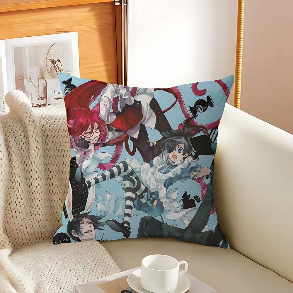B-Black B-Butler Japanese Anime Cushion Cover Polyester Sofa Cushions Decorative Throw Pillows Home Decoration Pillowcover