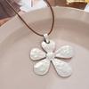 Fashion Exaggerate Flower Pendant Necklace Vintage Silver Color Irregular Large Floral Rope Chain Necklaces Boho Wedding Jewelry