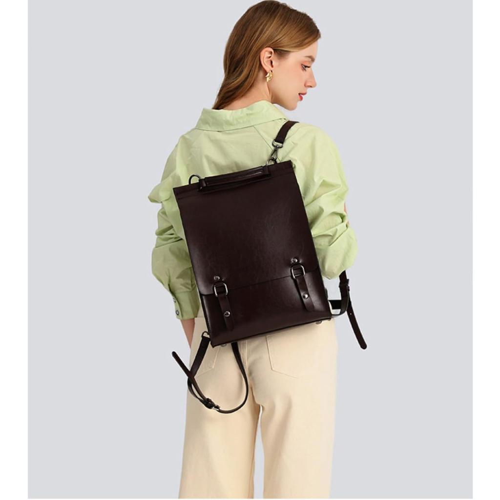 ZHENGTU Business Backpack, Flap Backpack, Waterproof Shoulder Bag for Women, Down Backpack, PU Leather Backpack, Adult Size, Detachable Shoulder
