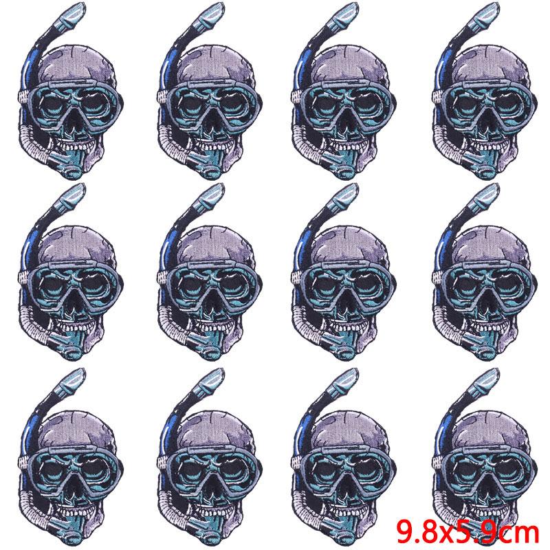 10Pcs/Lot Skull Punk Patches For Clothing Hip Hop Iron On Patches For Clothes Patch Thermoadhesive Embroidery Fusible Patch DIY