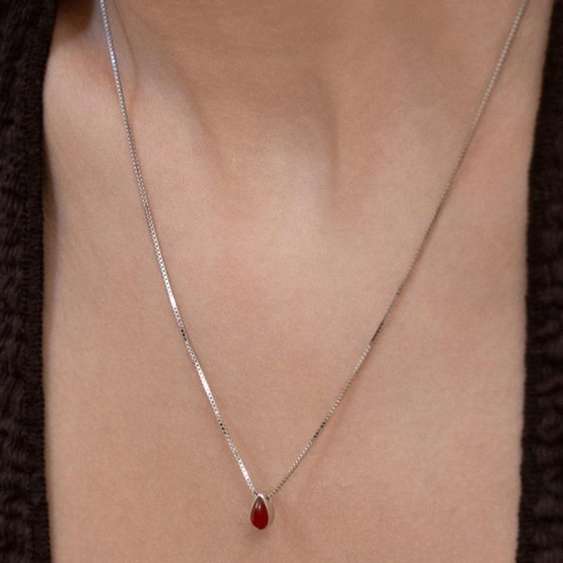 TATIANA (925 Silver) Mini Waterdrop Pendant Necklace NZ2516 Red