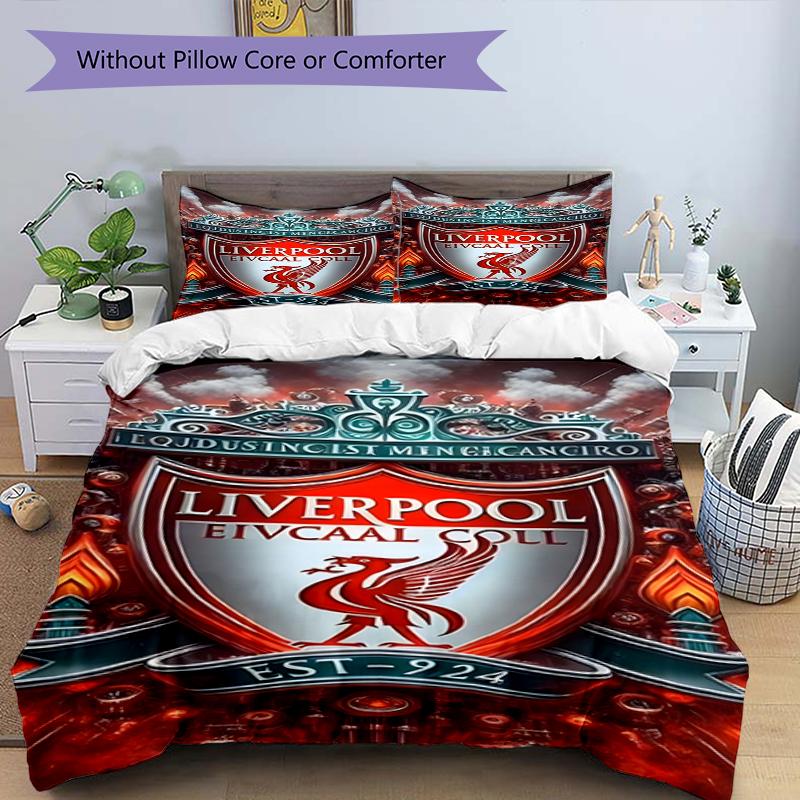 Set copripiumino 3 pezzi (1*Copripiumino + 2*Federe, Senza Nucleo),Set Biancheria da Letto con Stampa Liverpool F.C, Decorazione Camera da Letto, Per Tutte le Stagioni, Regalo di Compleanno