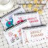 Portable Coil Flip Notepad: Cartoon Weekly Planner for Students (4 Designs)