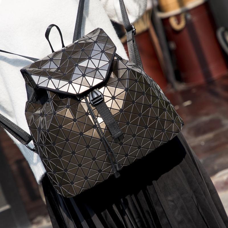 Premium Quality Geometric Lattice Sequins Backpack Large Fashionable Schoolbag