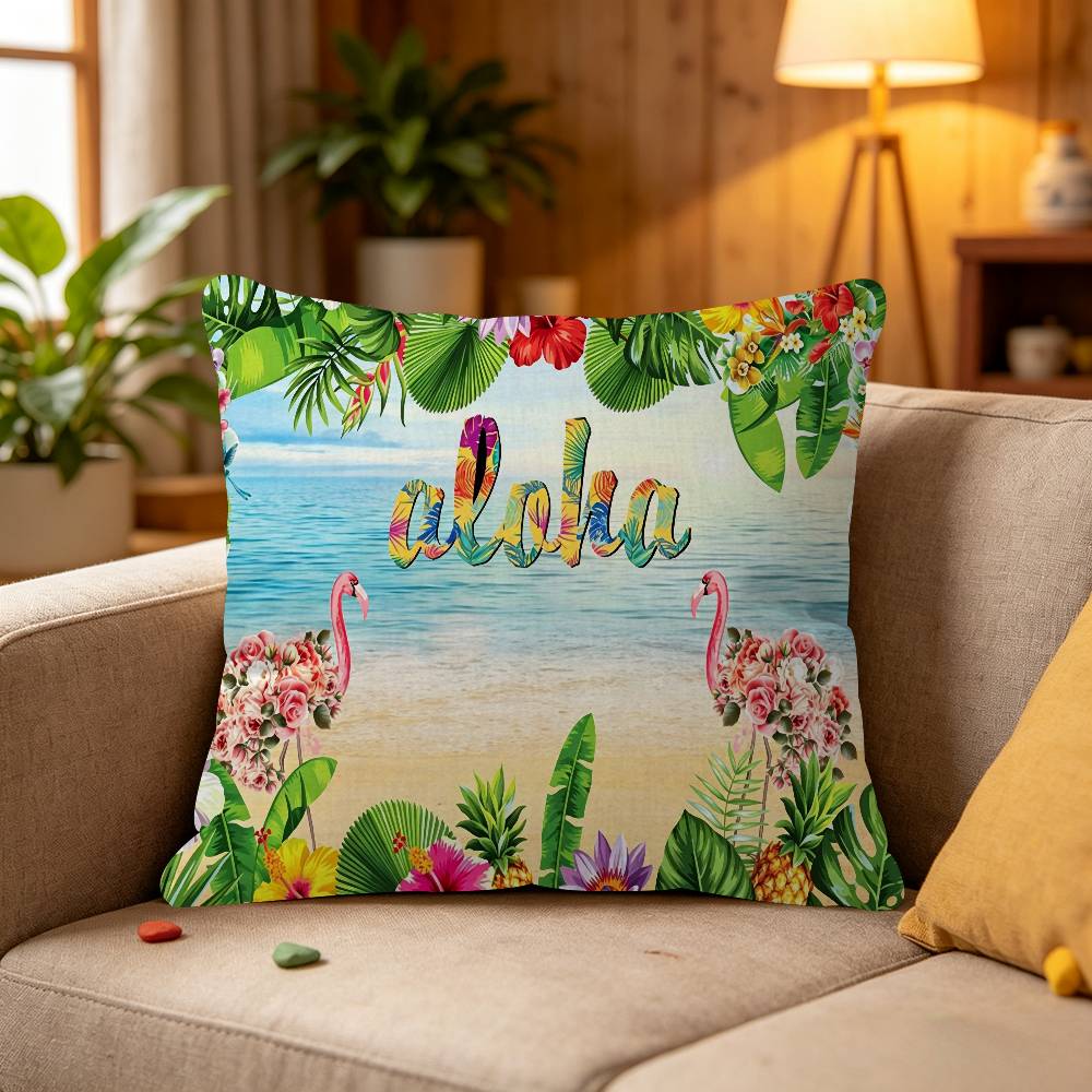 Summer Hawaii Beach Tropical Flowers Aloha Luau Sea Cushion Cover Polyester Sofa Cushions Throw Pillows Home Decor Pillowcover