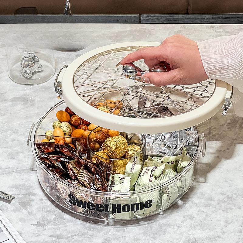 High-value Light and Luxurious Sealed Nut Snack Candy Tray New Year's Chinese New Year's Dried Fruit Tray Home Living Room Coffee Table Fruit Tray