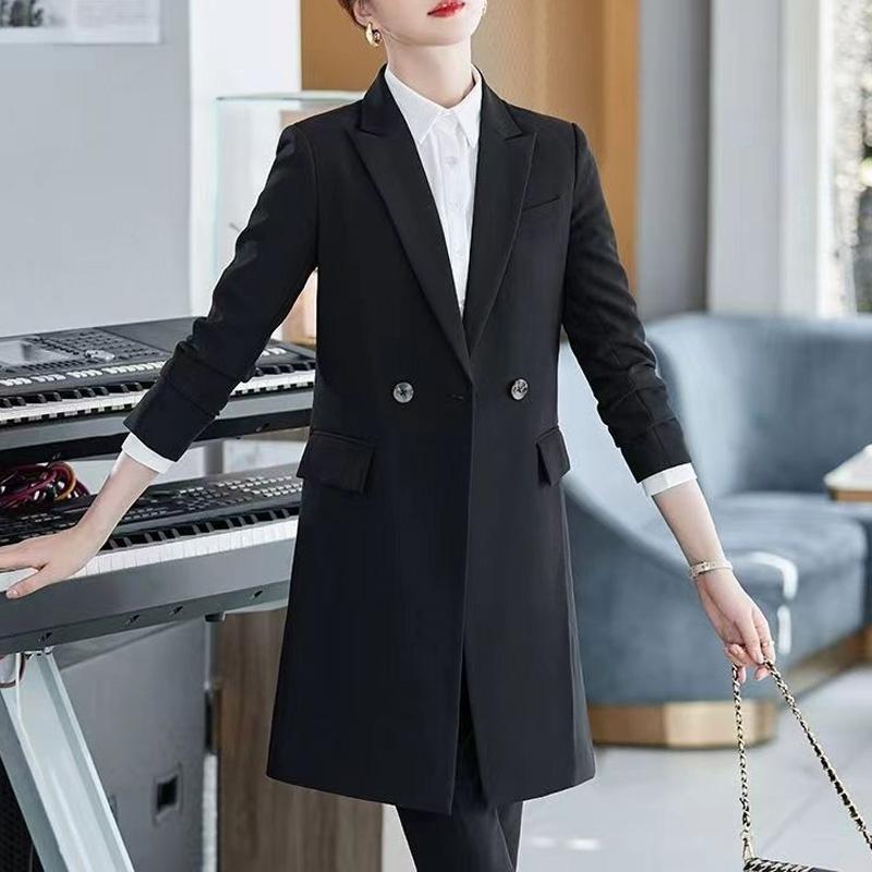 

Маленький пиджак женский Новый Весна Осень Модный Темпераментное пальто Корейский Средней длины Повседневный костюм Ветровка XL чёрный
