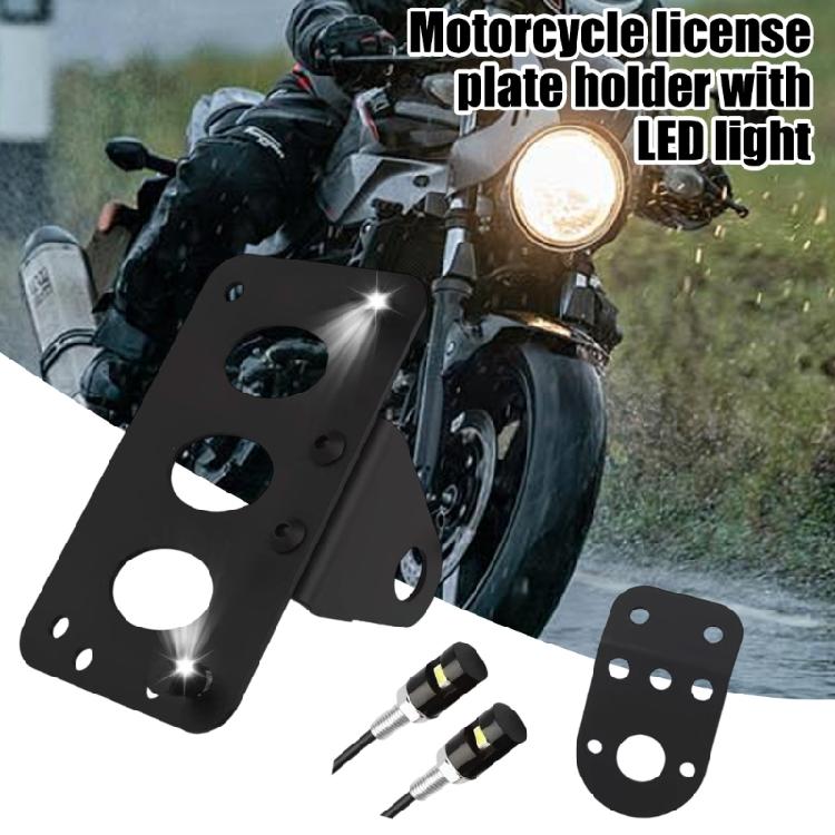 License Plate Bracket,Motorcycle Tail Light Holder Support with LED Light License Plate Adjustable Holder