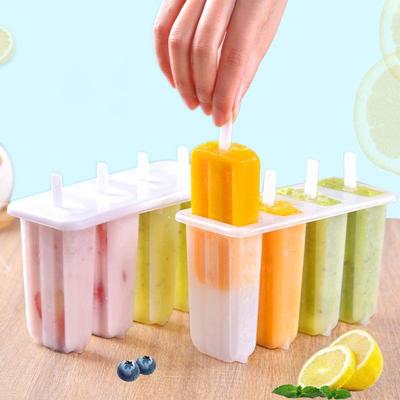 4 Ice Popsicle Mold with Stick&Lid Set Ice Cream Mold Popsicle Ice Cream Mold Ice Tray Diy Ice Cream Reusable Kitchen Tools