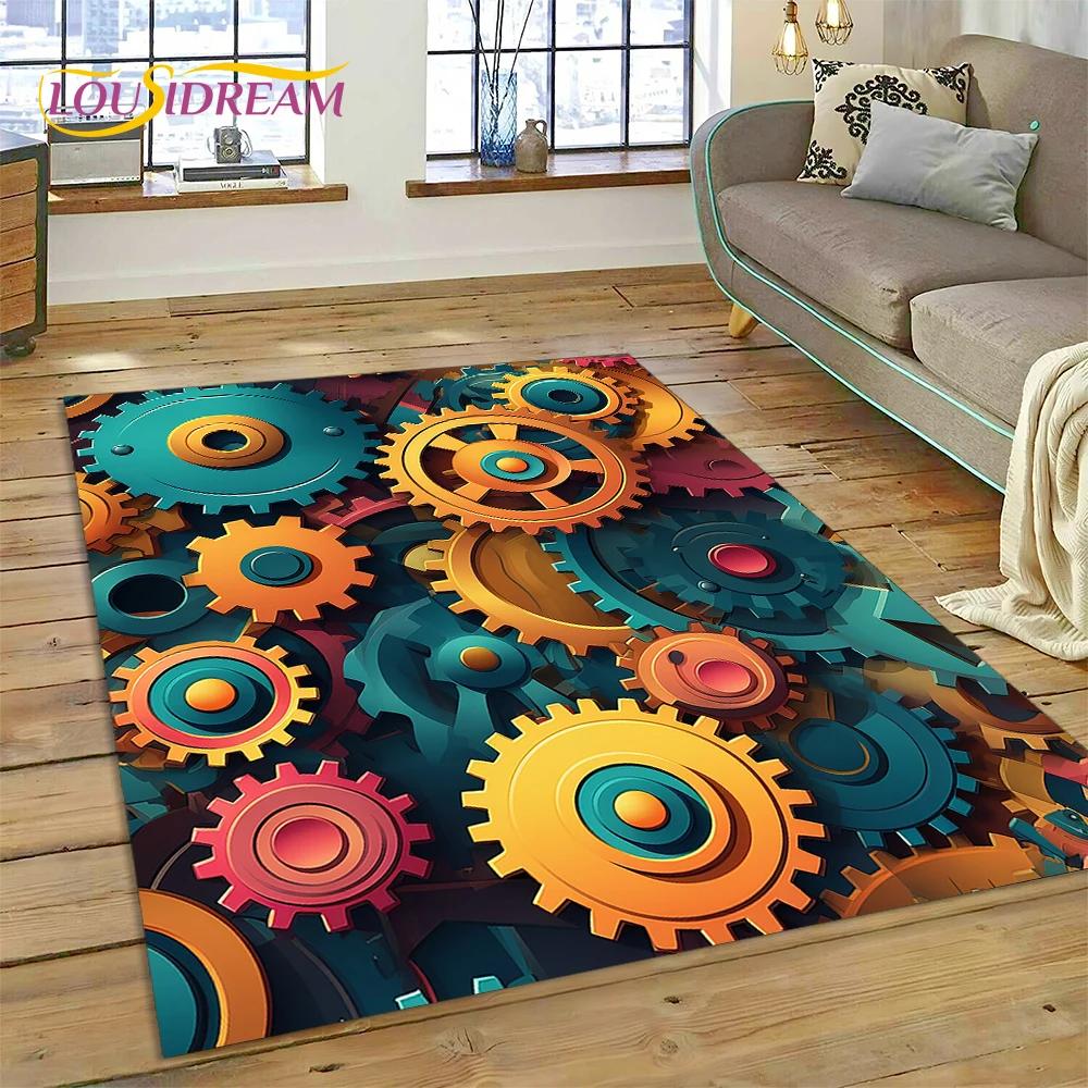 3D Mechanical Cogs Gears Steampunk Rug Carpet for Living Room Bedroom Decor,floor Mat Non-slip Decoration for Sofa Doormat Gifts