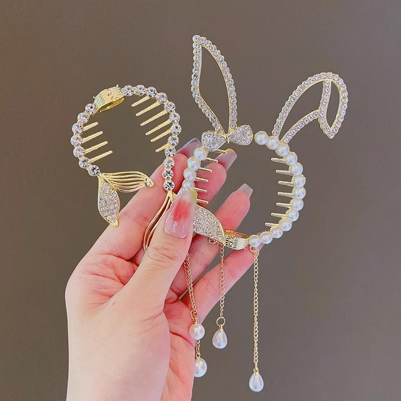 Dziewczęca spinka do włosów z wysokim kucykiem - Elegancki dodatek z klamrą do włosów