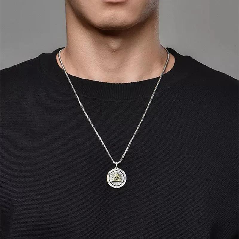 Rotating Eye of Horus Necklace for Men Retro Egyptian Amulet Pendant