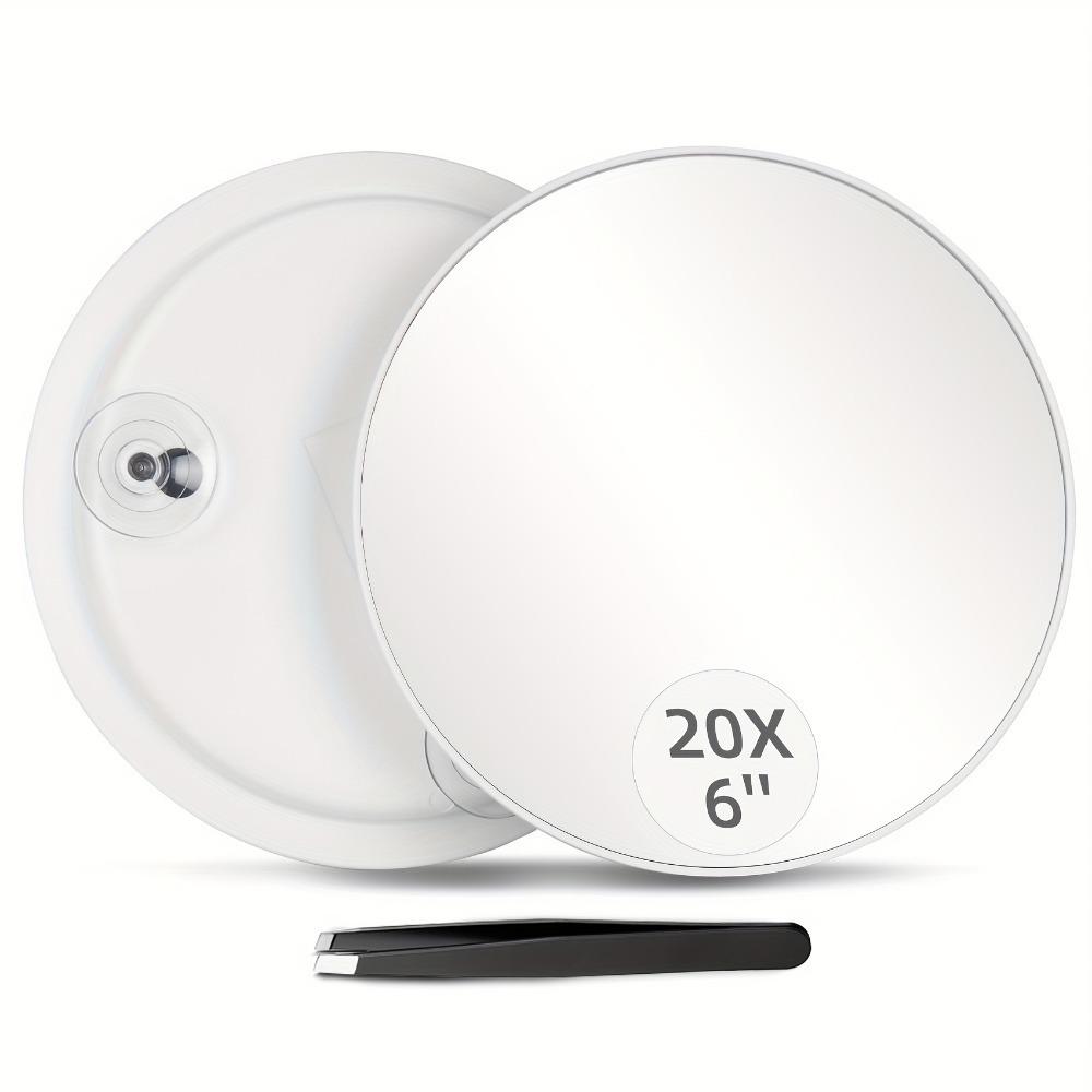 Handheld 6-inch Makeup Mirror with 10x, 20x, 30x Magnification and 360° Rotating Bracket