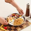 Stainless Steel Dinner Plates Silicone Suction Divided Serving Tray Stackable Breakfast Plates Kids Snack Tray Lunch Container for School