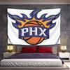 Classic Flame Basketball Team Logo Bohemian Tapestry, Orange Retro Charm, Charming Wall Accent for Bedside and Nightstand with Soft