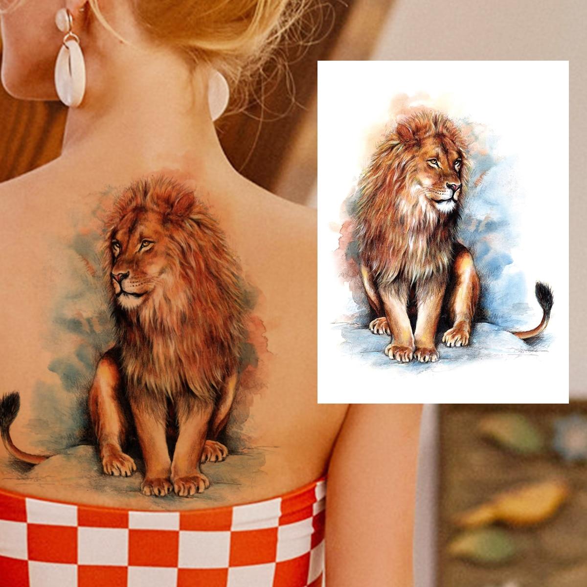 

Временная татуировка с большим тигром для женщин, мужчин, детей, девочек, акварель, леопард, лев, татуировка, наклейка, поддельные одноразовые татуировки Wasit, поставки