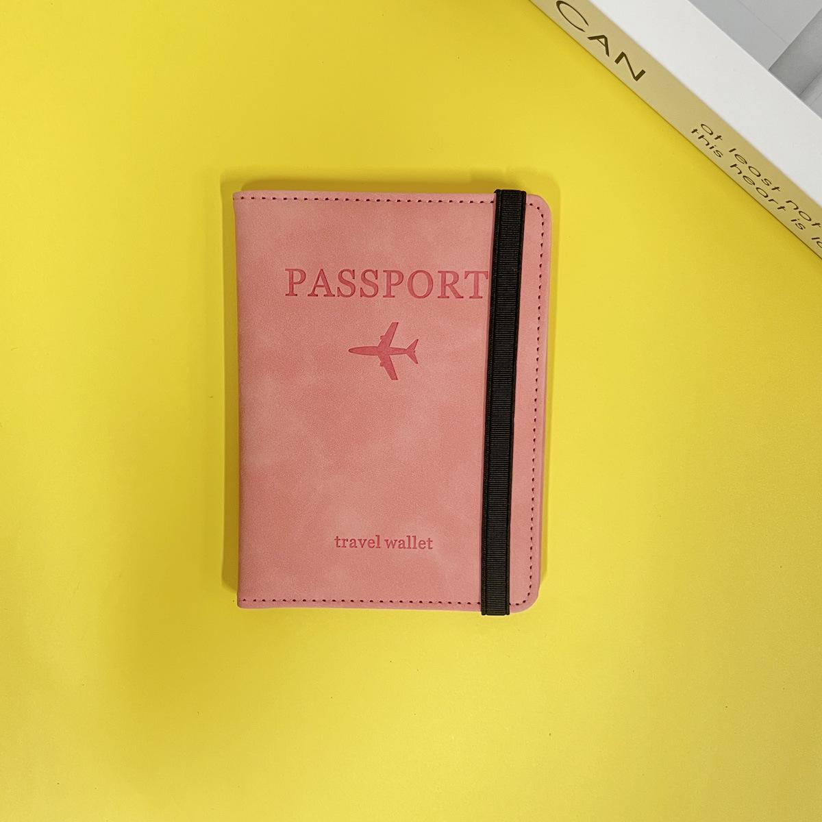 

Держатель для паспорта и карт из искусственной кожи с технологией RFID для трансграничного использования - многофункциональный кошелек для удостоверения личности для путешествий розовый