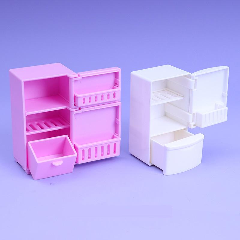 Dollhouse Miniature 1:12 White Refrigerator Kitchen Decor Model