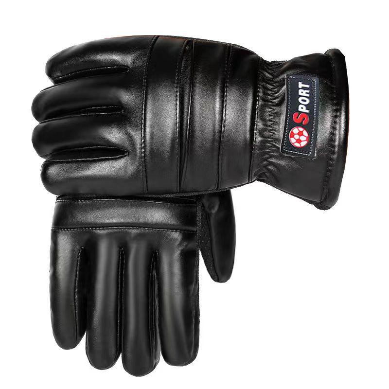 Men's Winter Touchscreen Leather Gloves - Fleece Lined, Thick, Warm, Windproof, Non-Slip for Outdoor Cycling