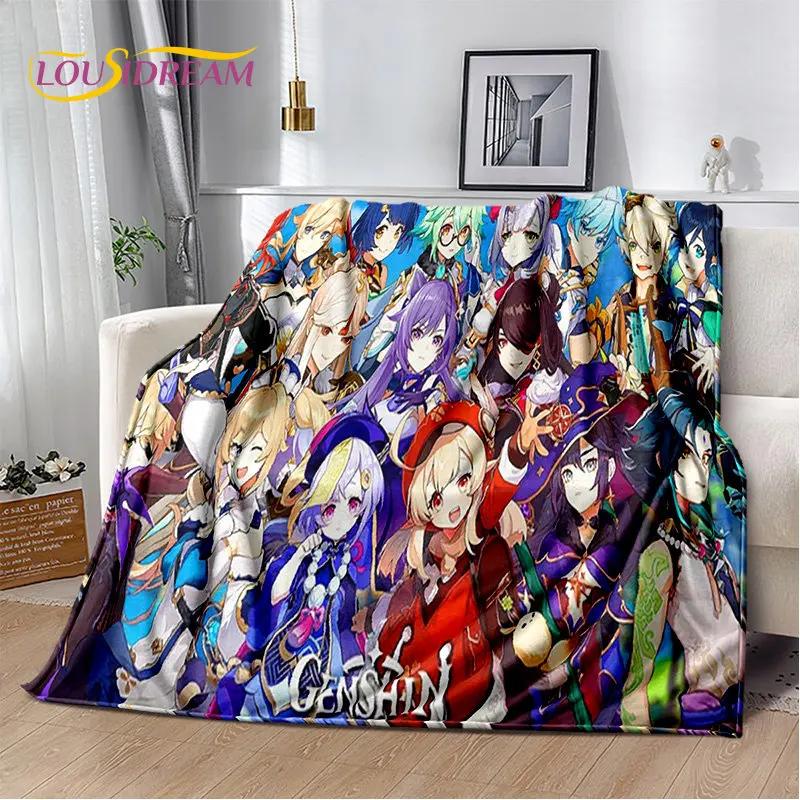 Genshin Impact Cartoon Game Soft Plush Blanket,Flannel Blanket Throw Blanket for Living Room Bedroom Bed Sofa Picnic Cover Kids