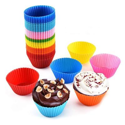 12 Stück/Los Silikon Kuchenform Runde Herzform Muffin Cupcake Backformen Heimküchen-Backgeschirr BPA-frei