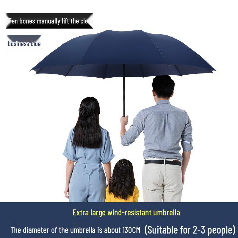 Dual-Use Extra Large Folding Umbrella - 12 Ribs for Sun and Rain Protection