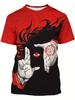 3D Printed Anime-style Red Eye Pattern Casual Sporty Round-neck T-shirt Polyester Fun Printing Short-sleeved T-shirt
