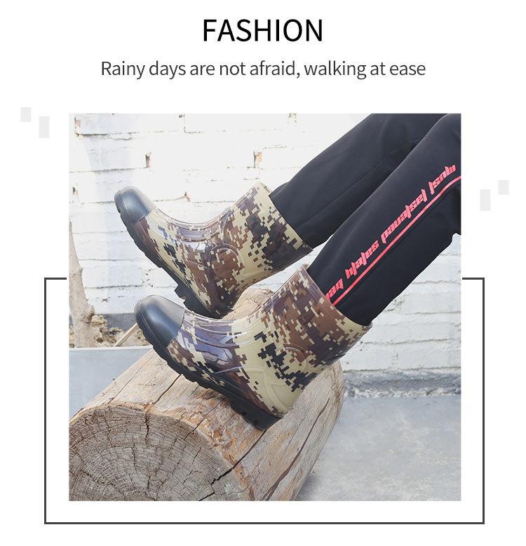 

Water shoes rain shoes men s medium and high tube camouflage men s durable rain boots non-slip and anti-child 44