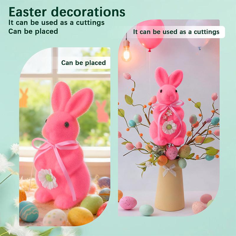 Easter Decoration Simulation Flocking Rabbit Desktop Window Party Props Home Decoration Spring Fat Rabbit Cutting Vase Accessory