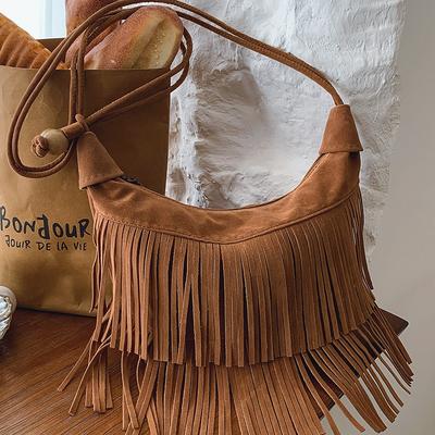 Retro niche schoudertas met franjes dames herfst nieuwe populaire hoge waarde enkele schouder messenger bag