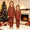 Comfortable Parent-Child Matching Christmas Print Loungewear Set with Long Sleeve Top and Pants