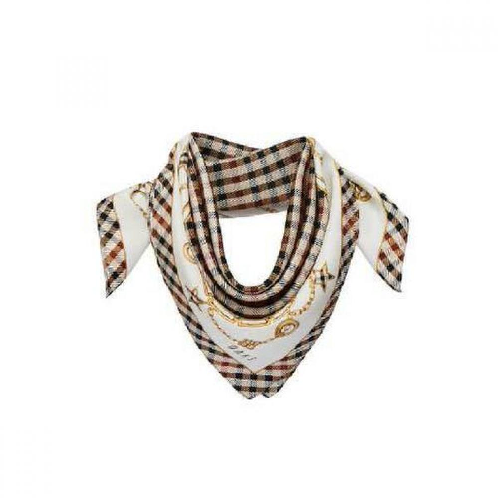 Daks Beige Check Silk Square Scarf Dcsc2f141i2 Single option
