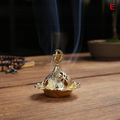 Incense Burner Hollow Golden Tower Oil Burner Arab Style Censer Holder For Home