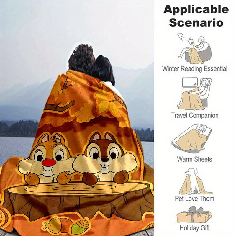 1pc, Autumn Adventure: Chip 'n' Dale Throw Blanket Perfect for Home Decor, Couch Cover, Outdoor Use, Travel, Camping, Car, Beach, Office Nap