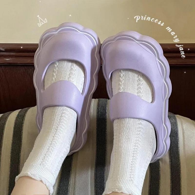 Fashion Women Summer Slippers Flower Cute Beach Mary Janes Sandals Eva Non Slip Outdoor Clouds Slides Mules Shoes Women Sandals