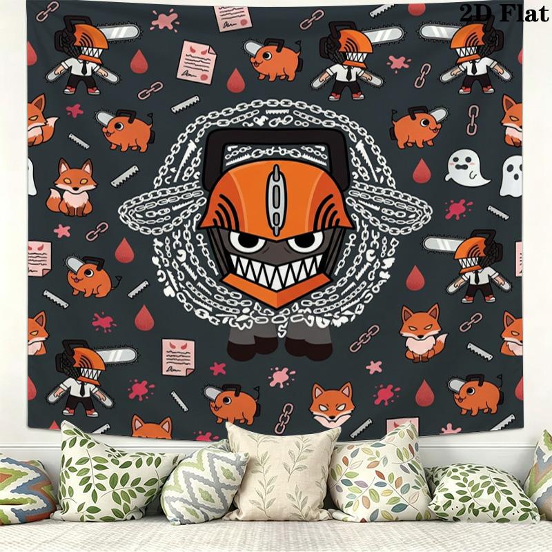 Chainsaw Man Wall Tapestry Aesthetic Wall Hanging Printed Fabric Blanket Decorative Tapestries For Bedroom Living Room Home Decor